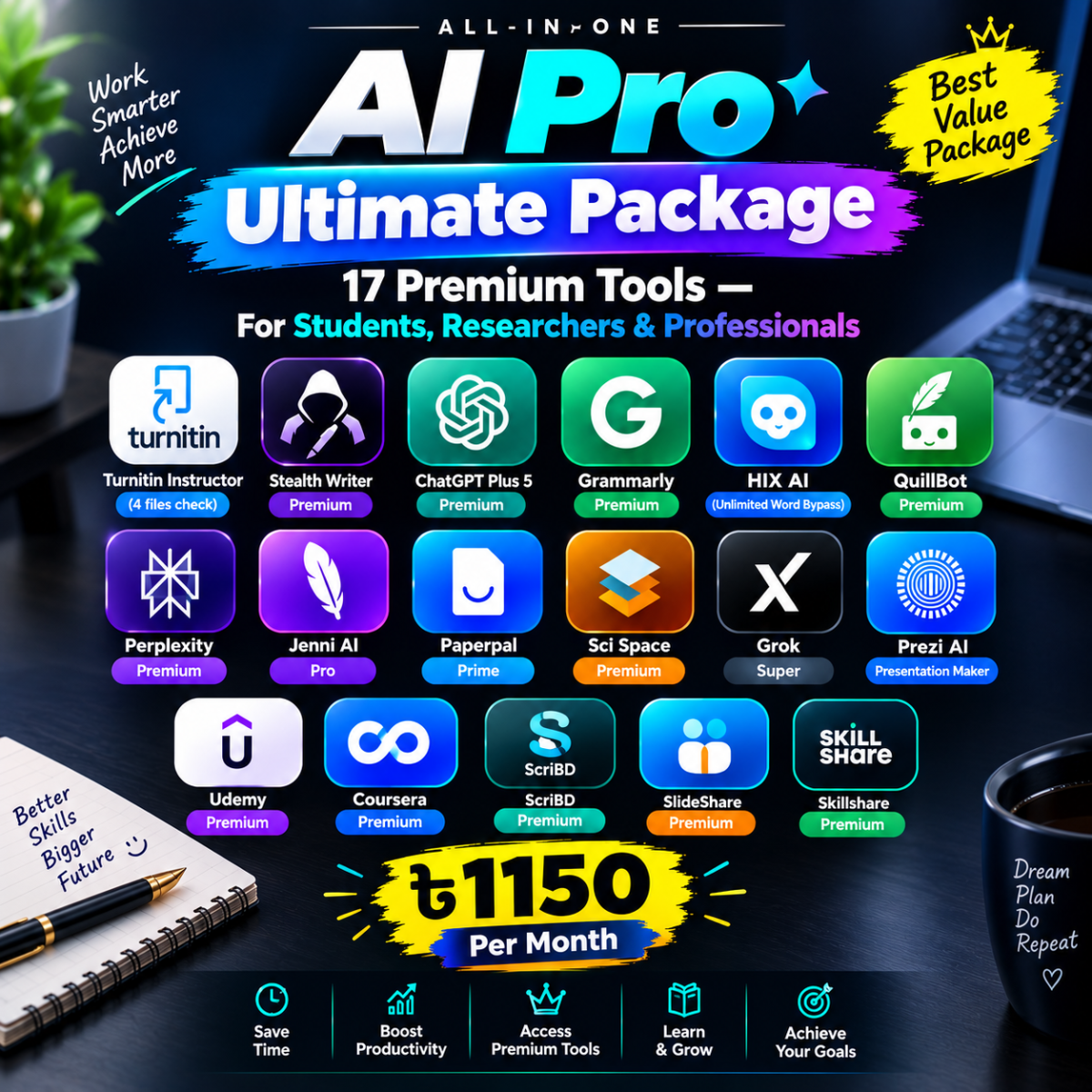 AI Signature Package 17 Premium Tools For writers & researchers ai plag check and humanize
